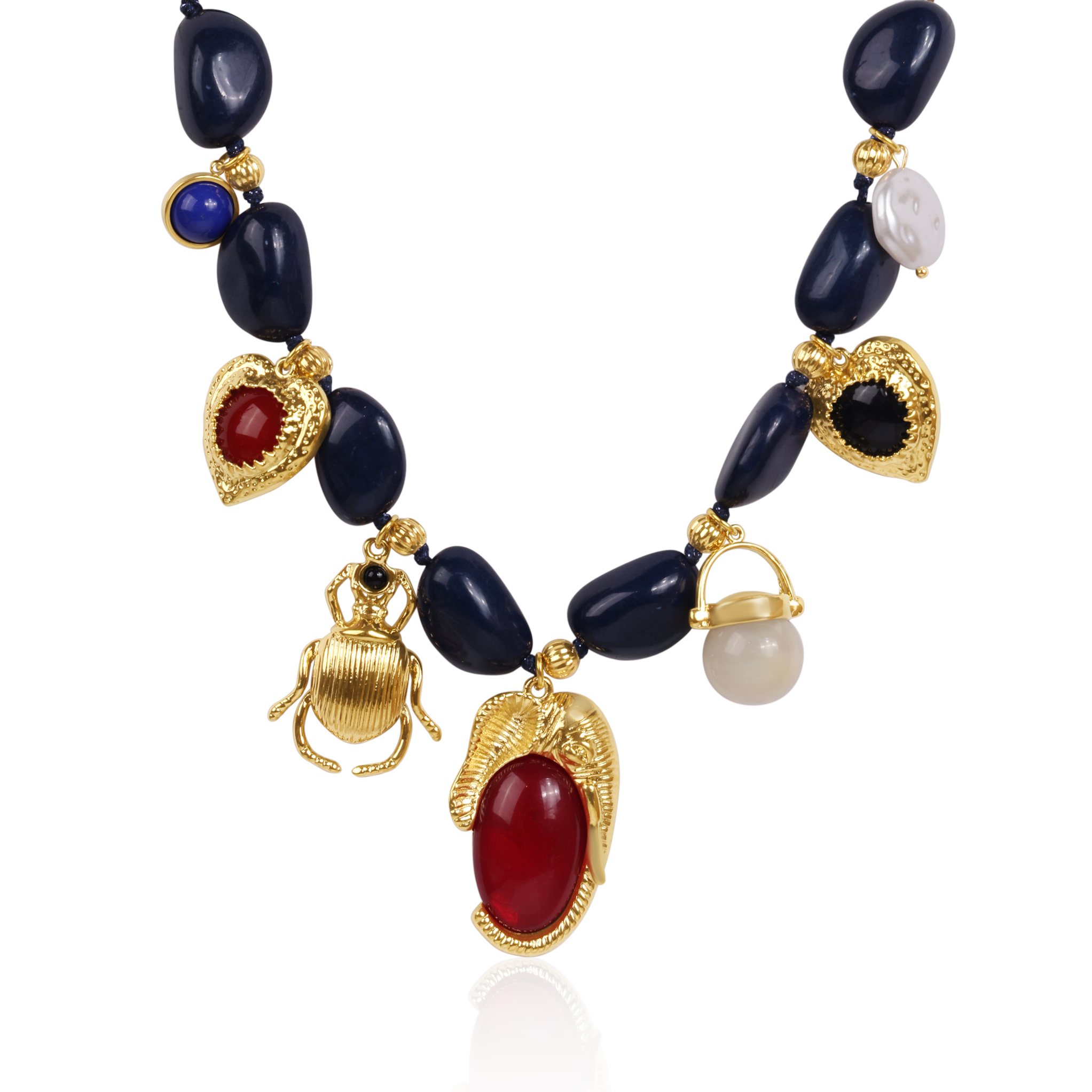 Огърлица с висулка кралско синьо