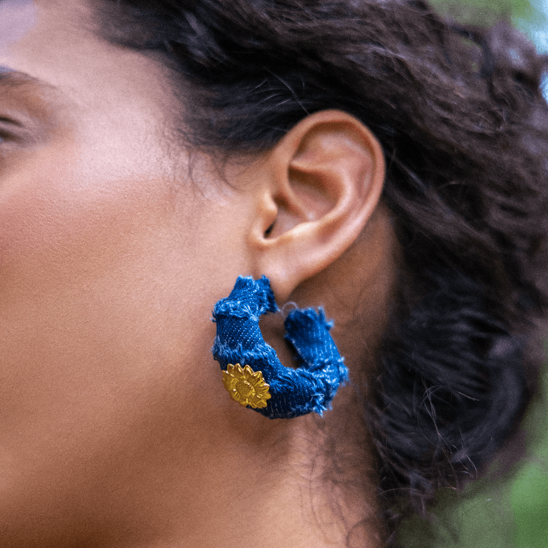 Denim Blossom Creolen - Clout Vienna