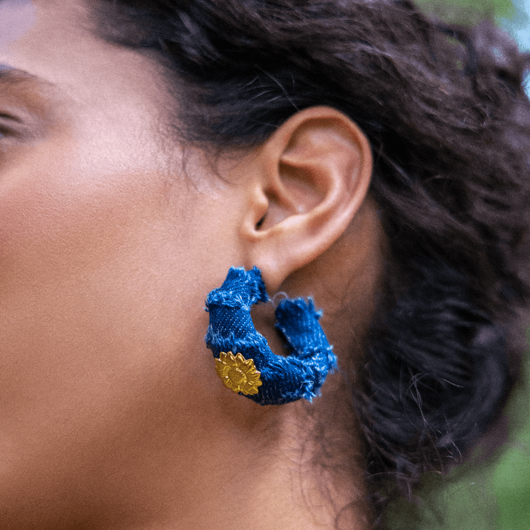 Denim Blossom Creolen - Clout Vienna