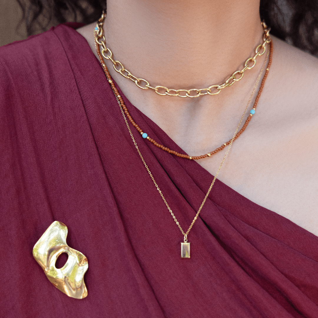 Golden Abstract Face Brooch - Clout Vienna