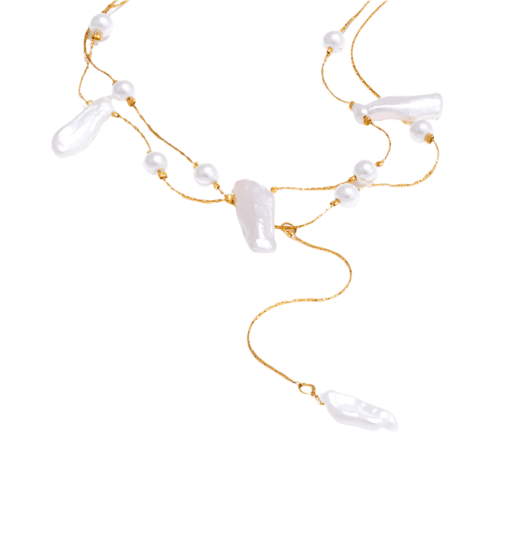 Golden Baroque Pearl Necklace Set - Clout Vienna#