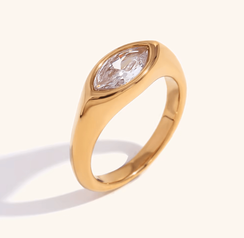 Golden Marquise Ring - Clout Vienna#