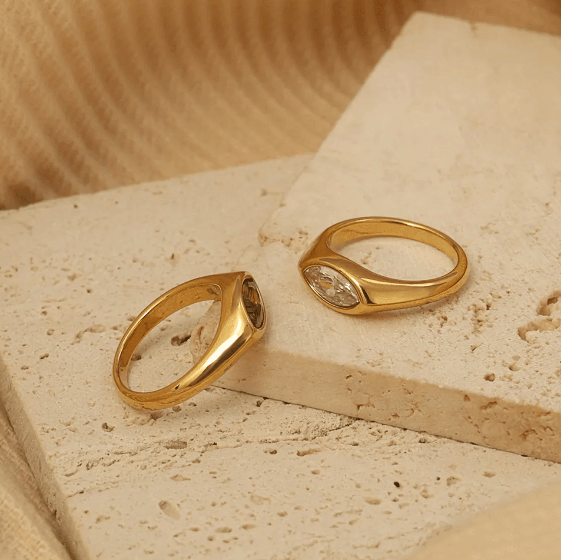 Golden Olive Marquise Ring - Clout Vienna#