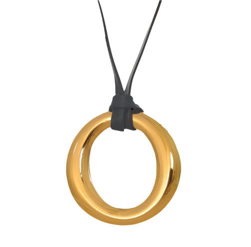 Leder Kette mit Statement Anhänger - Clout Vienna#