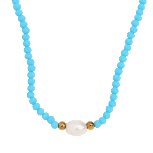 Perlen choker light blue - Clout Vienna#