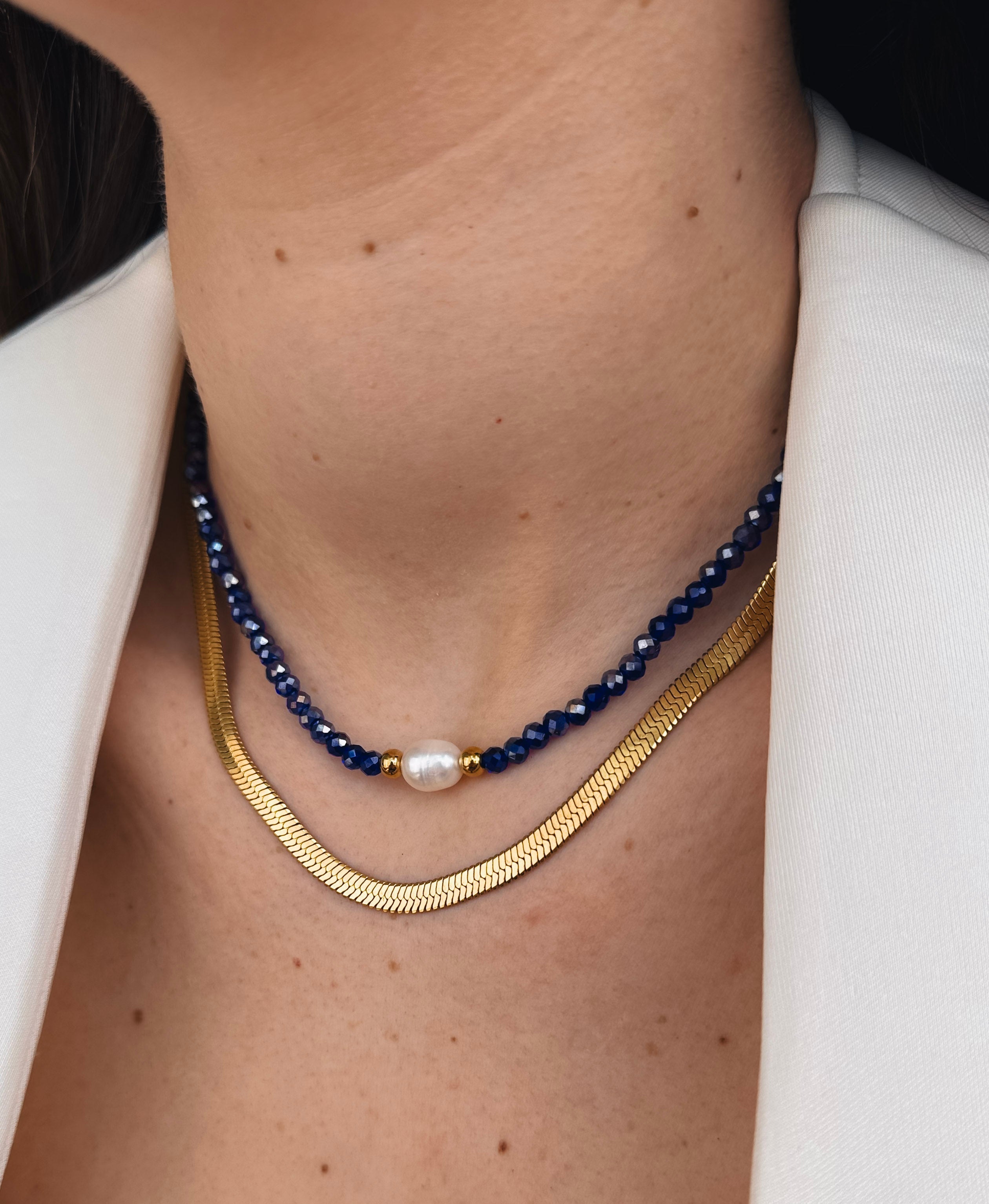 Perlen choker navy - Clout Vienna#