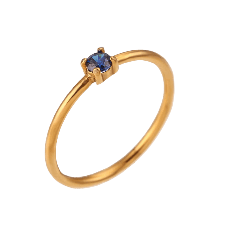 Plain Ring mit dunkelblauem Stein - Clout Vienna