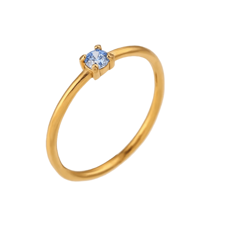 Plain Ring mit hellblauem Stein - Clout Vienna