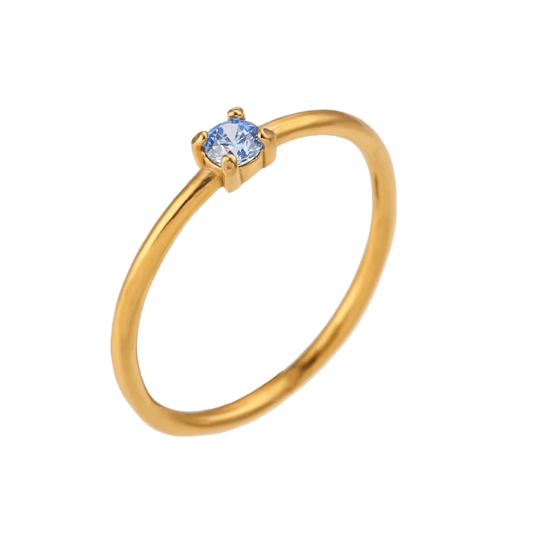 Plain Ring mit hellblauem Stein - Clout Vienna