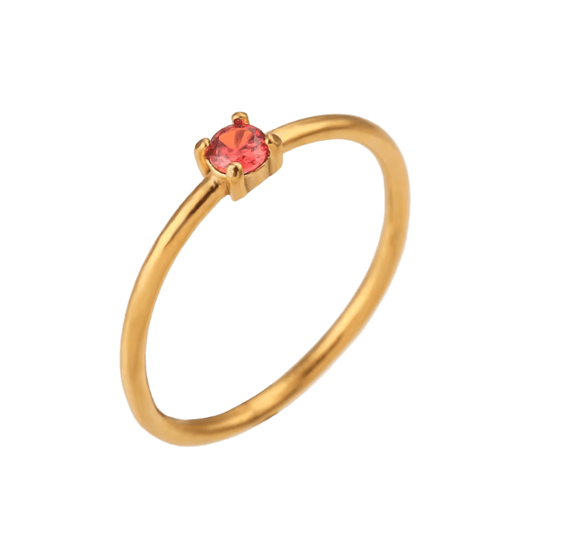 Plain ring mit rotem Stein - Clout Vienna