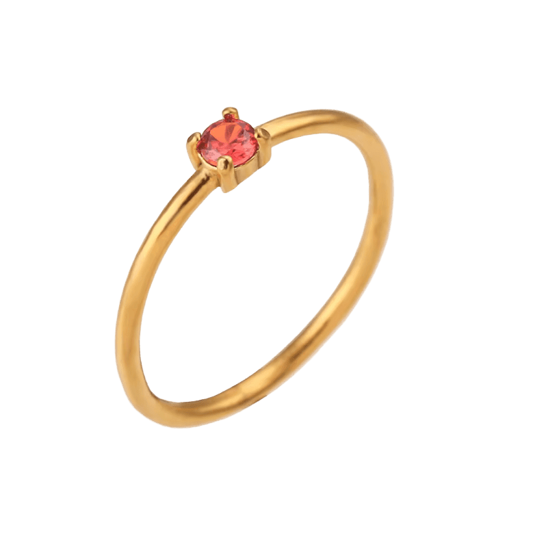 Plain ring mit rotem Stein - Clout Vienna