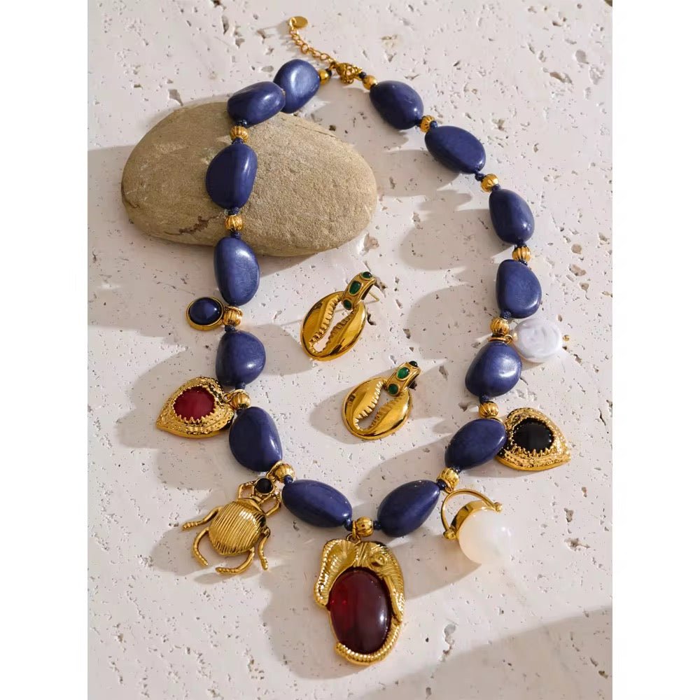 Royal Blue Charms Halskette - Clout Vienna