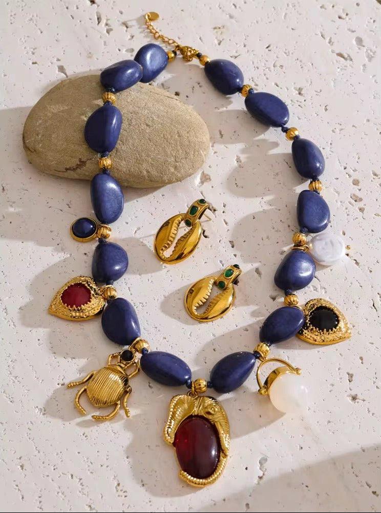 Royal Blue Charms Halskette - Clout Vienna