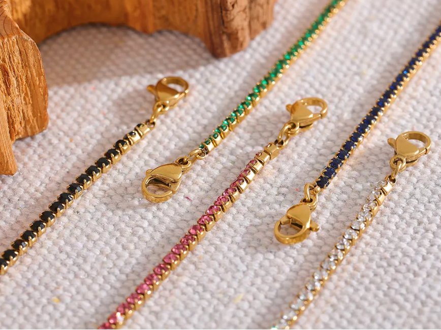 Tennischain Petit mit Gliederkette dunkelblau - Clout Vienna#