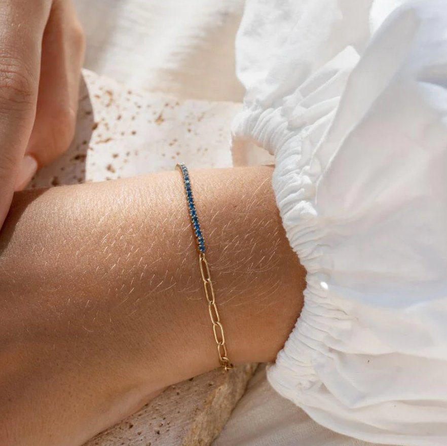 Tennischain Petit mit Gliederkette dunkelblau - Clout Vienna#