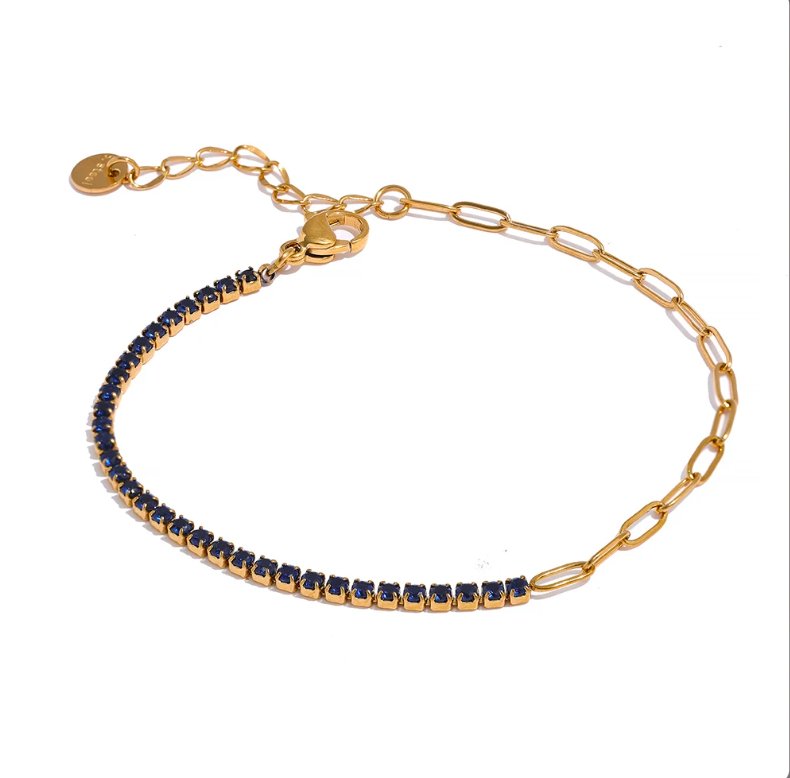 Tennischain Petit mit Gliederkette dunkelblau - Clout Vienna#