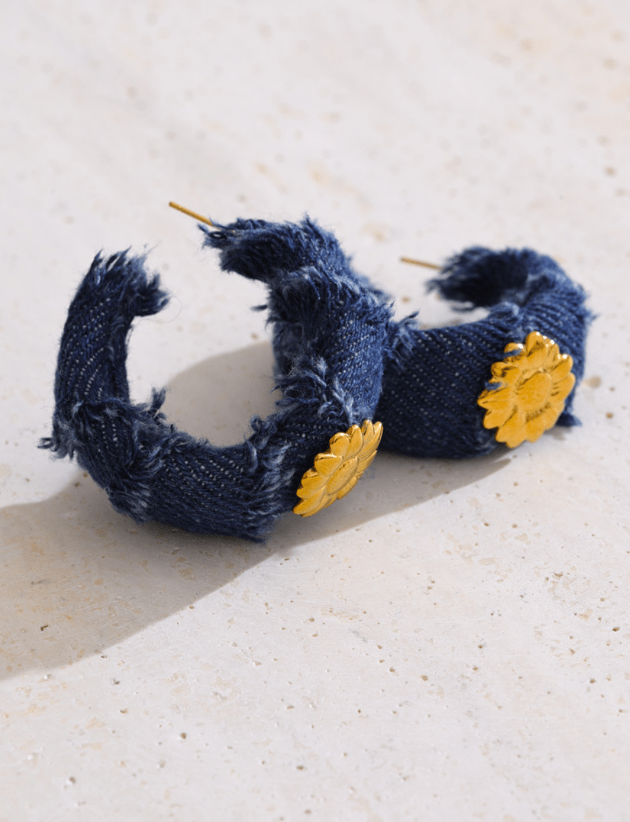 Denim Blossom Creolen - Clout Vienna