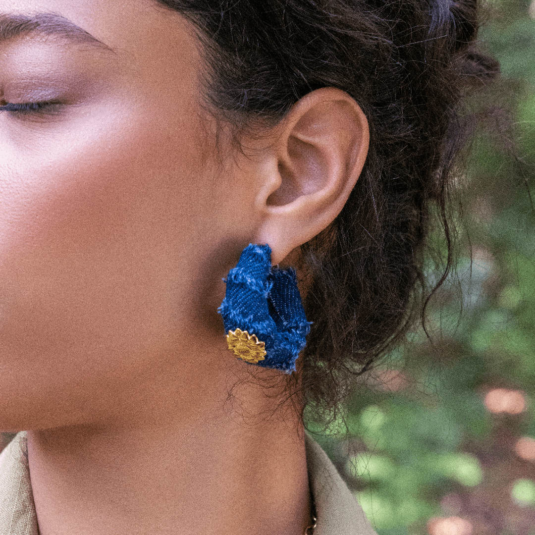 Denim Blossom Creolen - Clout Vienna