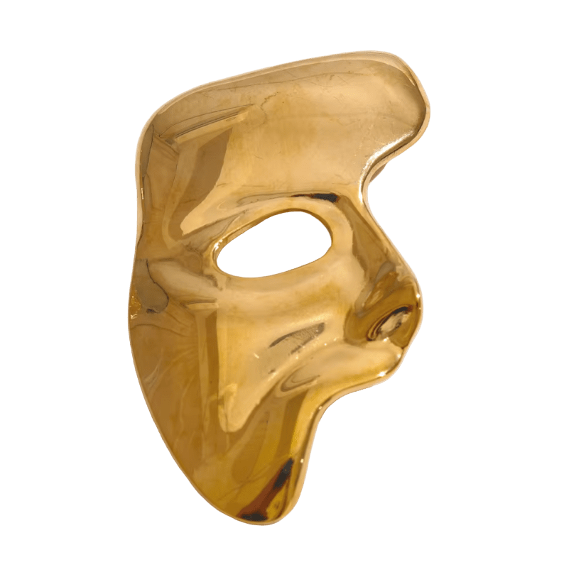 Golden Abstract Face Brooch - Clout Vienna