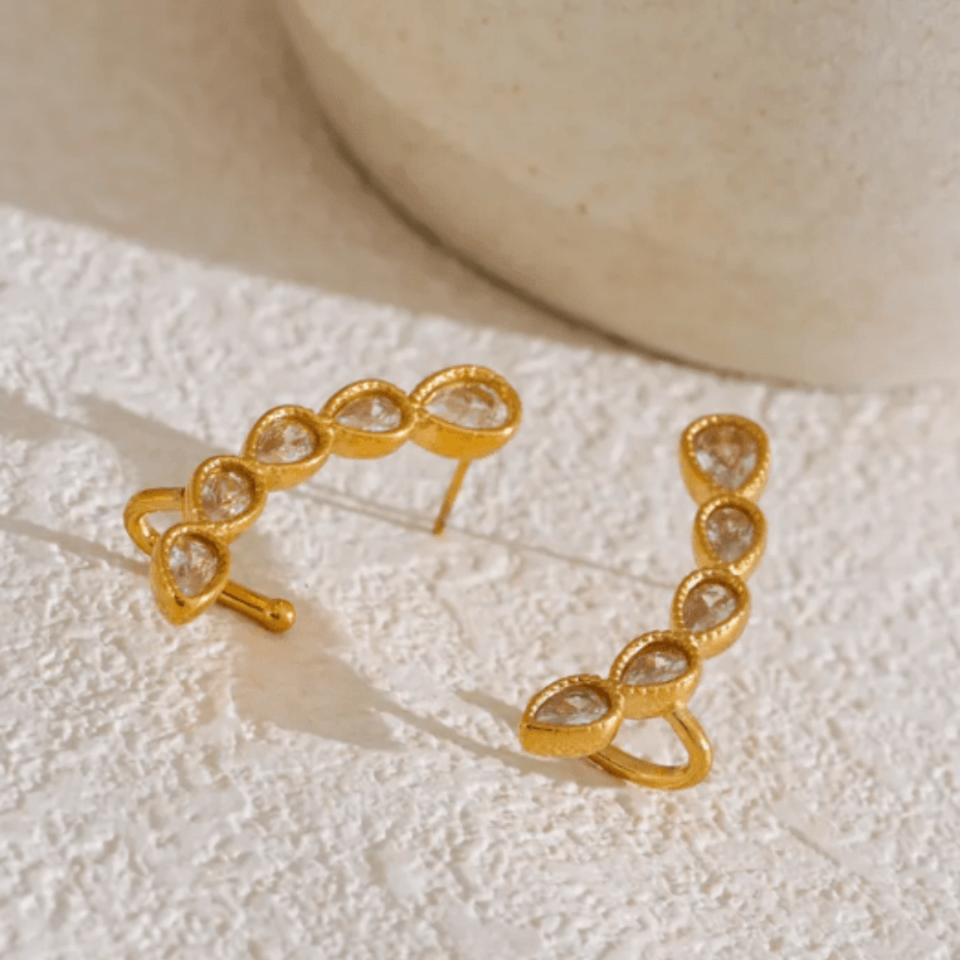 Golden Curve Ear Climbers - Clout Vienna