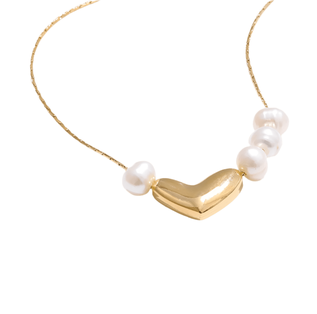 Golden Heart Pearl Necklace - Clout Vienna#