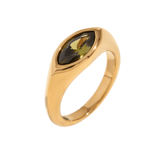 Golden Olive Marquise Ring - Clout Vienna