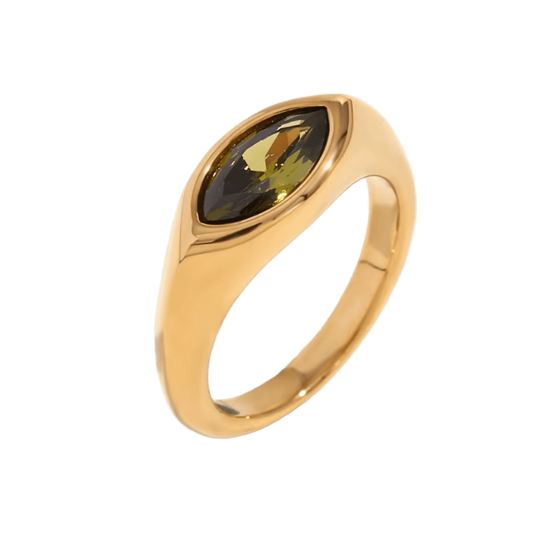 Golden Olive Marquise Ring - Clout Vienna