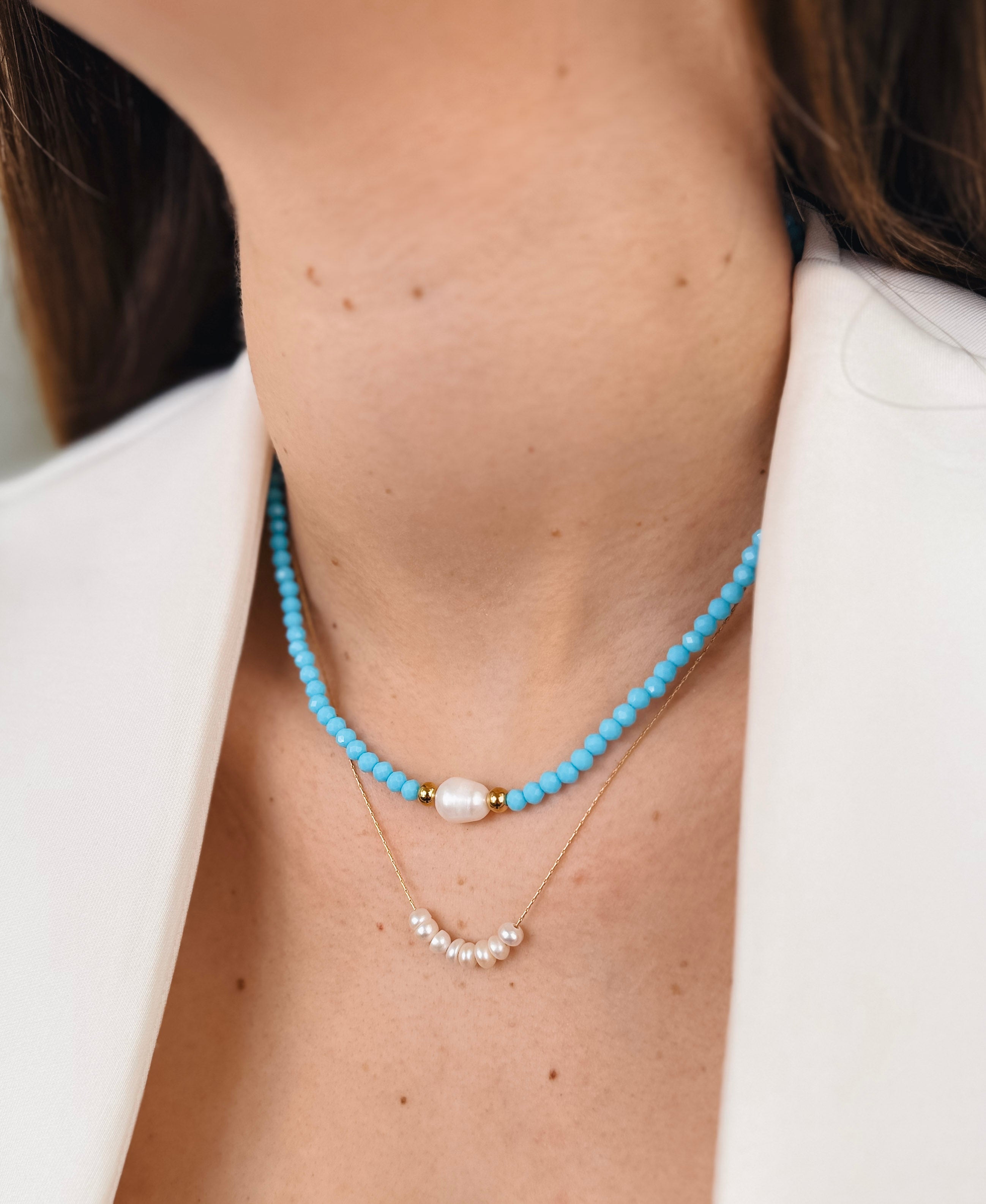 Perlen choker light blue - Clout Vienna#