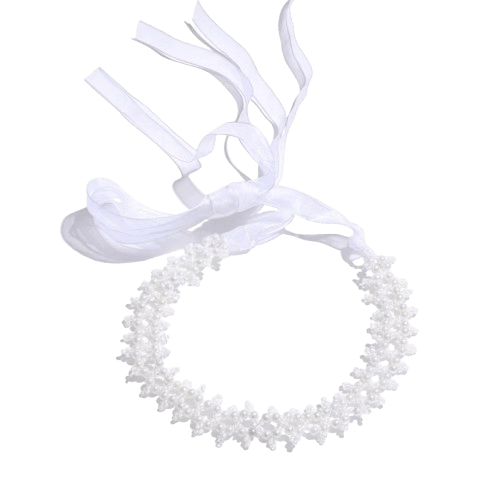 Snow Blossom Pearl Ribbon Choker - Clout Vienna