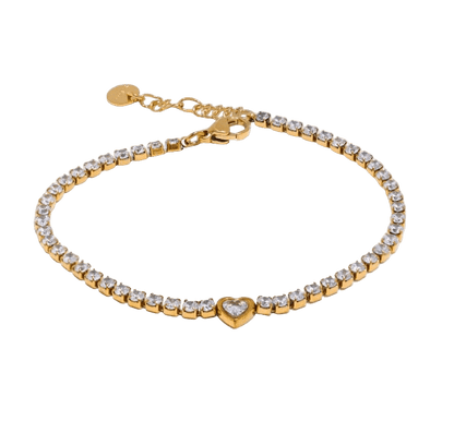 Tennischain Armband mit Herz Anhänger - Clout Vienna