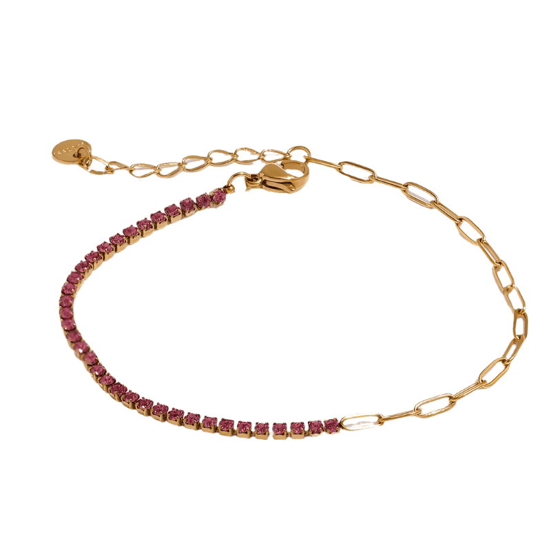 Tennischain Petit mit Gliederkette rosa - Clout Vienna#